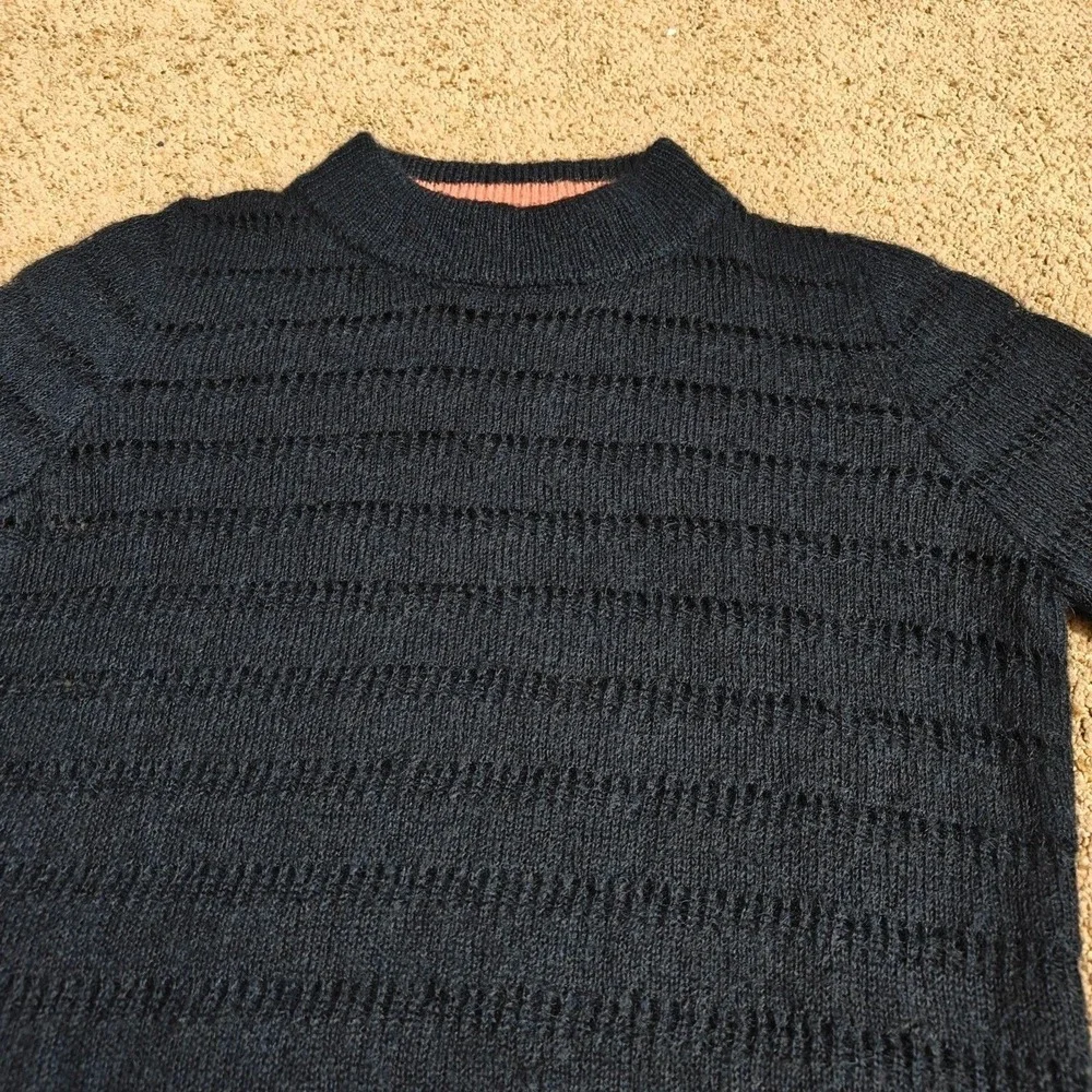 Scotch &‎ Soda Sweater Womens XS Navy Blue Mock Neck Openwork Wool